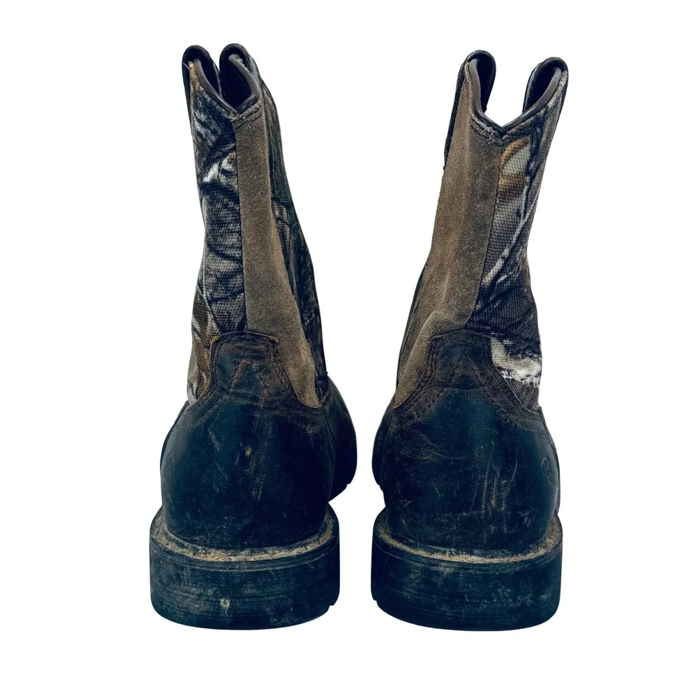 Ariat Kids Fatbaby‎ Camo Leather Western Boots 1.5 Distressed Ranch Farm Outdoor